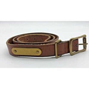 Polo Ralph Lauren Italian Leather Belt Mens Size 38 Brass Placard Customizable
